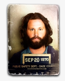 Related Image Jim Morrison, Mug Shots, Rock Posters, - Jim Morrison Mugshot September 20 1970, HD Png Download, Free Download