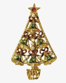 Christmas Bells & Poinsettia Tree Pin - Christmas Tree, HD Png Download, Free Download