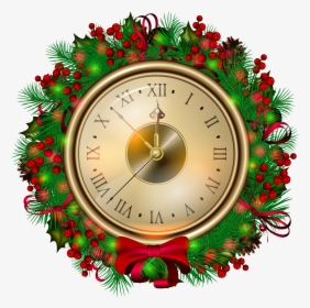 Download Clock Png Pic - Christmas Wreath With No Background, Transparent Png, Free Download