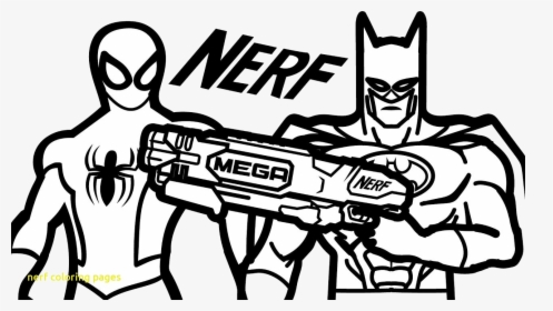 Nerf Gun Coloring Ideas Coloringeas Pages With Clipart - Batman And Spider Man Coloring, HD Png Download, Free Download