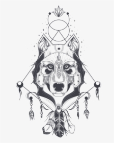 Wolf Illustration Png - Wolf Tattoo Png, Transparent Png, Free Download