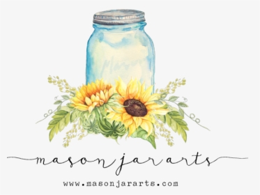Transparent Mason Jar Clip Art - Mason Jar With Sunflowers Clipart, HD Png Download, Free Download