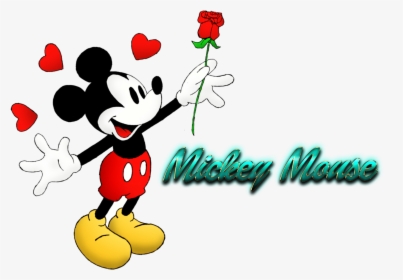 Mickey Mouse Png Transparent Images - Mickey Mouse With Rose, Png Download, Free Download