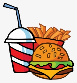Fast Food Cheeseburger Drink With French Fries Tattoo - Junk Food Easy Drawing, HD Png Download, Free Download