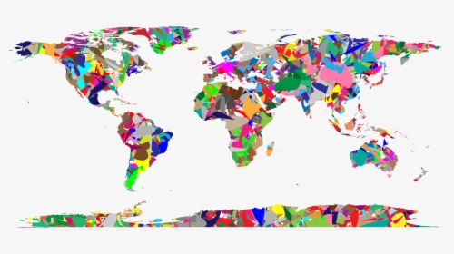 Modern Art World Map Clip Arts - World Map Equirectangular Projection, HD Png Download, Free Download