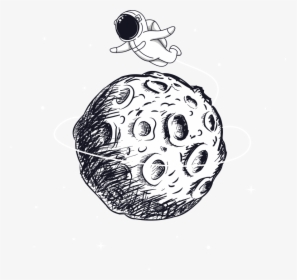 Astronaut On Moon Drawing, HD Png Download, Free Download