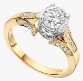 Solitaire Engagement Ring Fancy - Solitaire Diamond Ring Gold, HD Png Download, Free Download