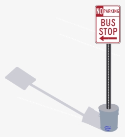 Bus Stop Sign In Cement Pail With Shadow Clip Arts - Bus Stop Sign Clipart, HD Png Download, Free Download