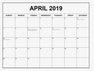 April Calendar Png Image Download - Calendar, Transparent Png, Free Download