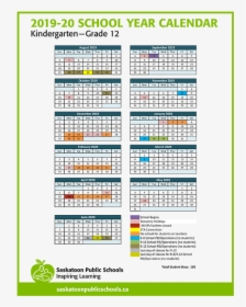 2018-2019 Elementary Calendar - 2019 And 2020 School Calendar Saskatoon, HD Png Download, Free Download