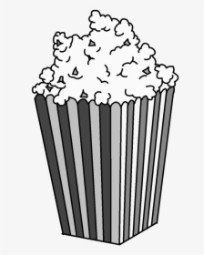 Popcorn In Striped Box Illustration - Popcorn Png Black And White, Transparent Png, Free Download
