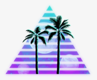 Vaporwave Clipart Green - Palm Tree Silhouette Clip Art, HD Png Download, Free Download