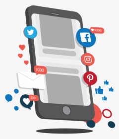 Social Media Apps On Mobile - Phone On Social Media Png, Transparent Png, Free Download
