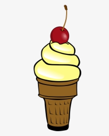 Soft Ice Cream With Cherry Clip Arts - Ice Cream Cone Clip Art, HD Png Download, Free Download