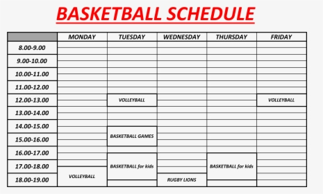 Basketball Court Schedule, HD Png Download, Free Download