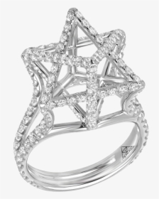 Merkaba Light Large Platinum Ring With Diamonds , Png - Engagement Ring, Transparent Png, Free Download