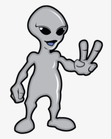 Alien Clipart Peace Sign - Peace Sign Two Finger Cartoon, HD Png Download, Free Download