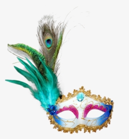 Mardi Gras Feathers Png - Colorful Feather Masquerade Mask, Transparent Png, Free Download