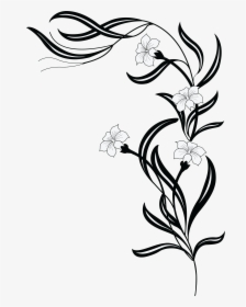 Vine Png Black And White - Flower Drawing Art Design, Transparent Png, Free Download