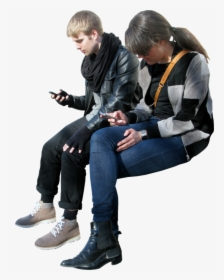 Sitting Cell Phone Png Image - People Sitting On Bench Png, Transparent Png, Free Download