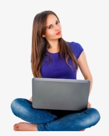 Girl With Laptop Png, Transparent Png, Free Download