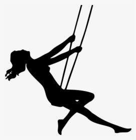 Silhouette,monochrome Photography,joint - Girl On Swing Silhouette, HD Png Download, Free Download