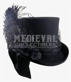 Black Felt Womens Mad Hatter Top Hat - Leather, HD Png Download, Free Download