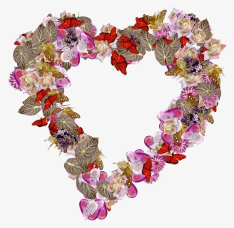 Corazón, Flores, Png, Amor, San Valentín, Color De - Transparent Heart Flowers, Png Download, Free Download