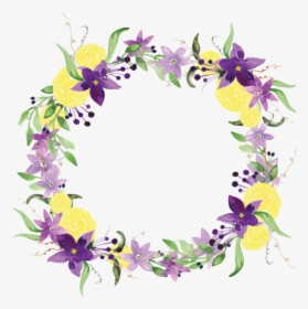 Watercolor Flower Wreath Png - Purple And Yellow Flower Wreath, Transparent Png, Free Download
