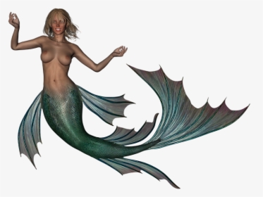 Desnuda, Sirena, Fantasía, Cola De Pescado, Aletas - Mermaid, HD Png Download, Free Download