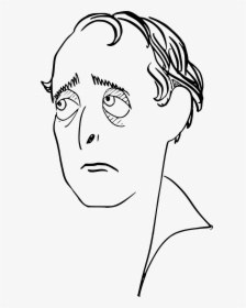 Sad Man"s Face Clip Arts - Line Drawing Of Man, HD Png Download, Free Download
