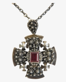 Victorian Sterling Jerusalem Cross Pendant, 19th Century - Locket, HD Png Download, Free Download