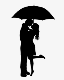 Woman Walking Silhouette Png - Umbrella Silhouette Couple Kiss, Transparent Png, Free Download