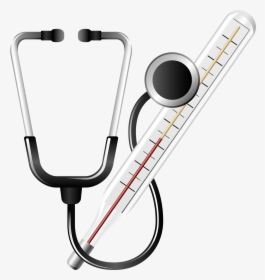 Stethoscope And Medical Thermometer Png Clipart - Thermometer And Stethoscope Clipart, Transparent Png, Free Download