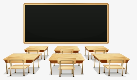 School Classroom With Blackboard And Desks Png Clipart - Classroom Backgrounds For Powerpoint, Transparent Png, Free Download
