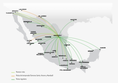 Transparent Mapa De Mexico Png - Mapa De Vuelos En Mexico, Png Download, Free Download