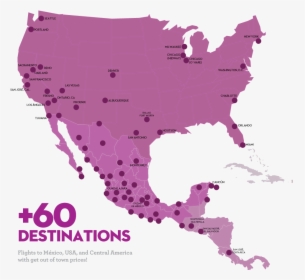 Volaris Route Map - Usa And Mexico Map Outline, HD Png Download, Free Download