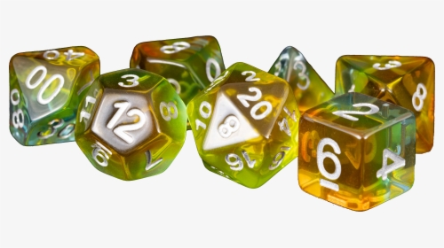 Mdg Resin 7 Die Set Yellow Aurora - D&d Dice Transparent Background, HD Png Download, Free Download
