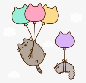 Pusheen Cat Aesthetic Kawaii Anime Art Sticker Manga - Pusheen Balloons Png, Transparent Png, Free Download