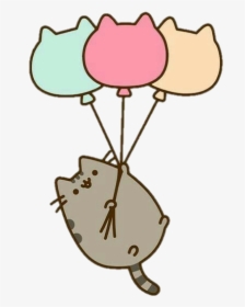 Clipart Balloon Cat - Pusheen Cat With Balloons, HD Png Download, Free Download