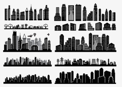 City Skyscrapers Silhouette Set 05 Png - Skyscrapers Silhouette, Transparent Png, Free Download