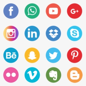 Social Media Icons Set Network Background Smiley Face - Vector Social Media Icons Png, Transparent Png, Free Download