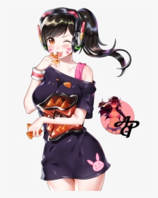 Transparent Overwatch D - Anime Girl With Black Hair In A Ponytail, HD Png Download, Free Download