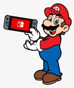 Fan-art Of Mario Characters Using The Nintendo Switch - Mario With Nintendo Switch, HD Png Download, Free Download