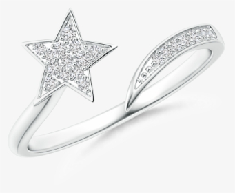 Pave Set Lab Grown Diamond Shooting Star Ring - Engagement Ring, HD Png Download, Free Download