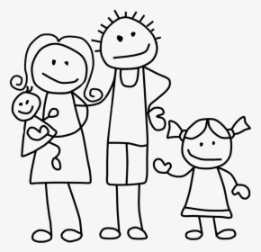 Family Clip Art Black And White - Transparent Stick Figure Family, HD Png Download, Free Download