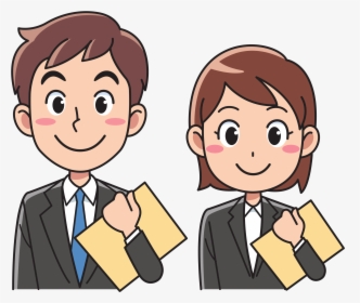 Business Man And Woman With Documents Clip Arts - Man And Woman Cartoon, HD Png Download, Free Download