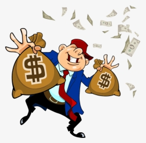 Money Bag Cartoon Handbag - Cartoon Man With Money, HD Png Download, Free Download