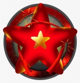 Pentagram Red Pointed Star Streamer Chinese Style Png - Emblem, Transparent Png, Free Download