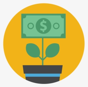 Big Money Plant & Pot Vector Art On Yellow Background - Notes And Coins Icon, HD Png Download, Free Download